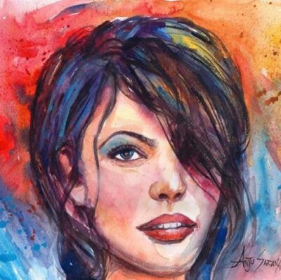 Watercolor contemporary portrait