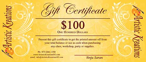 100 dollars gift certificate