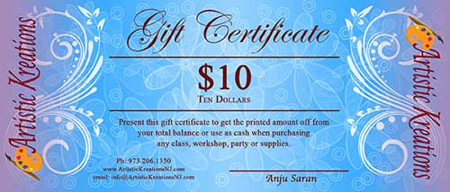 10 dollars gift certificate