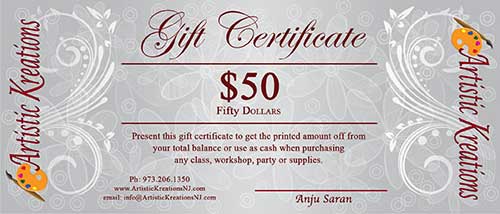 50 dollars gift certificate